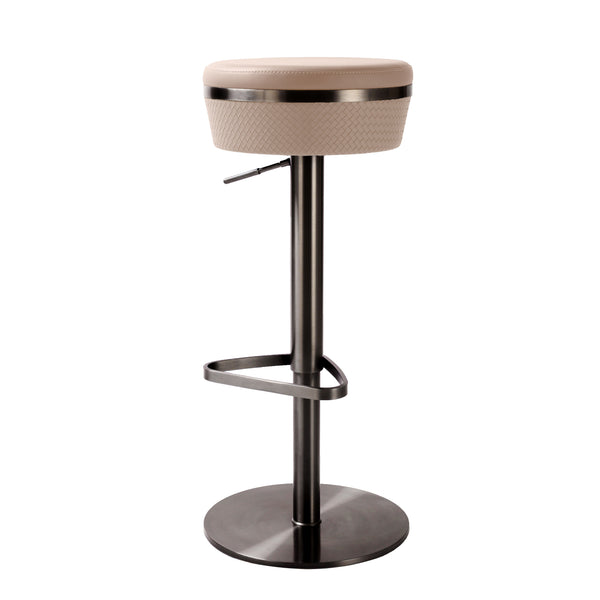 TOV Furniture Astro Cafe au Lait Woven Vegan Leather Adjustable Stool Cafe Au Lait 15"W x 15"D x 35.4"H