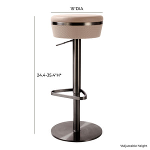 TOV Furniture Astro Cafe au Lait Woven Vegan Leather Adjustable Stool Cafe Au Lait 15"W x 15"D x 35.4"H
