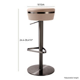 TOV Furniture Astro Cafe au Lait Woven Vegan Leather Adjustable Stool Cafe Au Lait 15"W x 15"D x 35.4"H