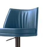 TOV Furniture Gala Vegan Leather on Adjustable Stool Blue 19.3"W x 19.3"D x 43.3"H