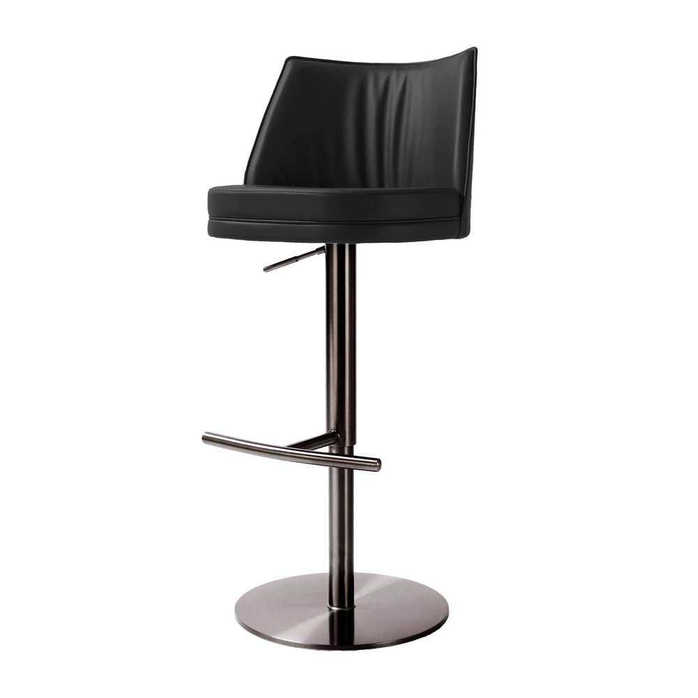 TOV Furniture Gala Vegan Leather on Adjustable Stool Black 19.3"W x 19.3"D x 43.3"H