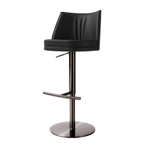 TOV Furniture Gala Vegan Leather on Adjustable Stool Black 19.3"W x 19.3"D x 43.3"H