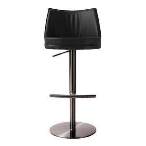 TOV Furniture Gala Vegan Leather on Adjustable Stool Black 19.3"W x 19.3"D x 43.3"H