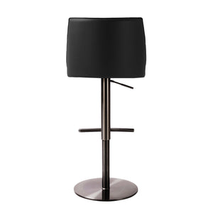 TOV Furniture Gala Vegan Leather on Adjustable Stool Black 19.3"W x 19.3"D x 43.3"H