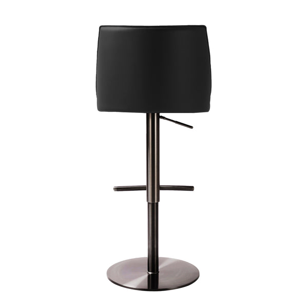 TOV Furniture Gala Vegan Leather on Adjustable Stool Black 19.3"W x 19.3"D x 43.3"H
