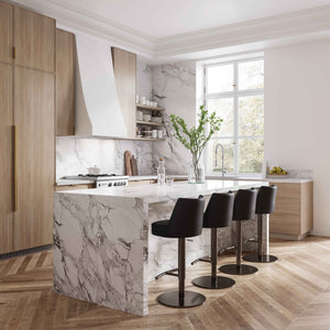 TOV Furniture Gala Vegan Leather on Adjustable Stool Black 19.3"W x 19.3"D x 43.3"H