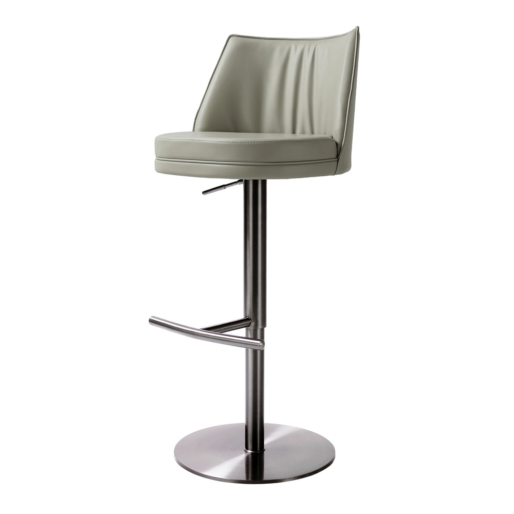 TOV Furniture Gala Vegan Leather on Black Adjustable Stool Light Grey 19.3"W x 19.3"D x 43.3"H