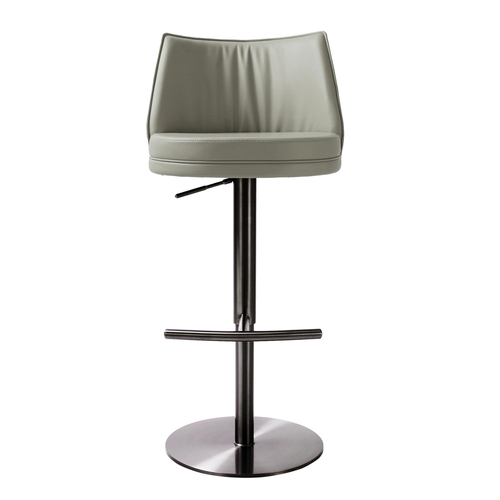 TOV Furniture Gala Vegan Leather on Black Adjustable Stool Light Grey 19.3"W x 19.3"D x 43.3"H