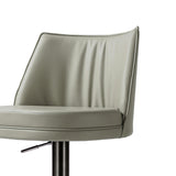 TOV Furniture Gala Vegan Leather on Black Adjustable Stool Light Grey 19.3"W x 19.3"D x 43.3"H