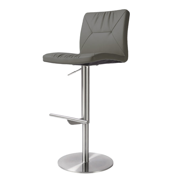 TOV Furniture Paddy Vegan Leather on Silver Adjustable Stool Dark Grey 18.5"W x 22"D x 45"H