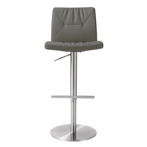 TOV Furniture Paddy Vegan Leather on Silver Adjustable Stool Dark Grey 18.5"W x 22"D x 45"H