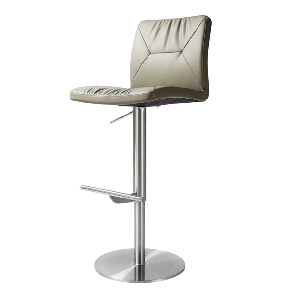 TOV Furniture Paddy Vegan Leather on Silver Adjustable Stool Light Grey 18.5"W x 22"D x 45"H