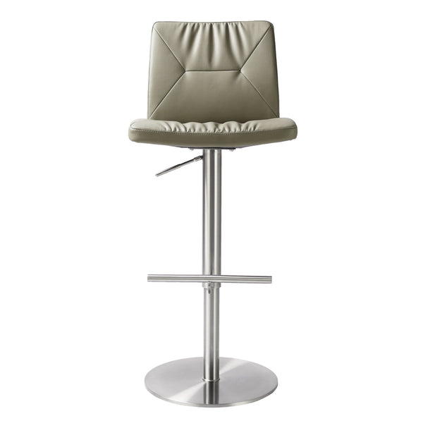 TOV Furniture Paddy Vegan Leather on Silver Adjustable Stool Light Grey 18.5"W x 22"D x 45"H