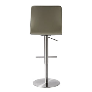 TOV Furniture Paddy Vegan Leather on Silver Adjustable Stool Light Grey 18.5"W x 22"D x 45"H