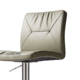 TOV Furniture Paddy Vegan Leather on Silver Adjustable Stool Light Grey 18.5"W x 22"D x 45"H