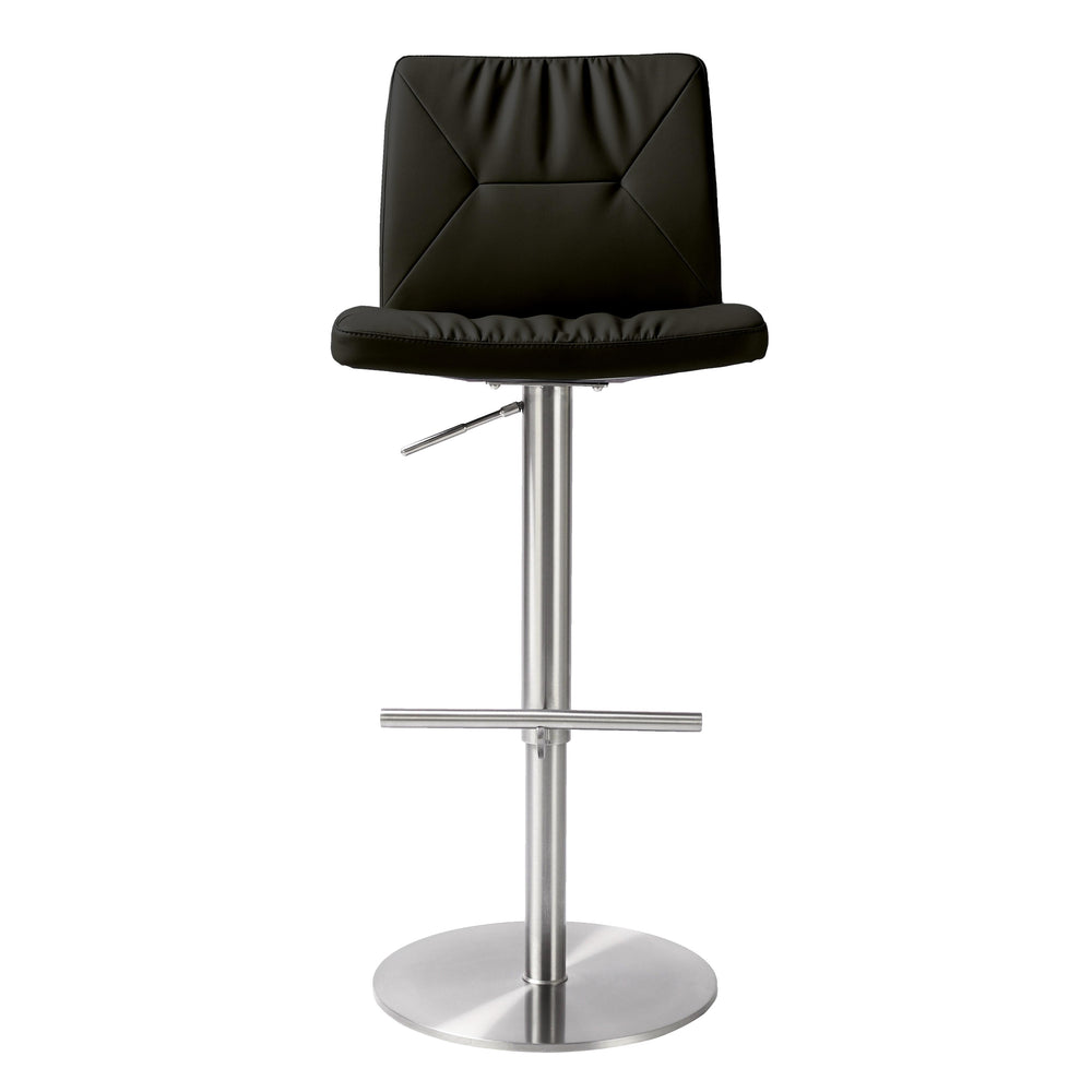 TOV Furniture Paddy Vegan Leather on Silver Adjustable Stool Black 18.5"W x 22"D x 45"H