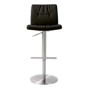 TOV Furniture Paddy Vegan Leather on Silver Adjustable Stool Black 18.5"W x 22"D x 45"H