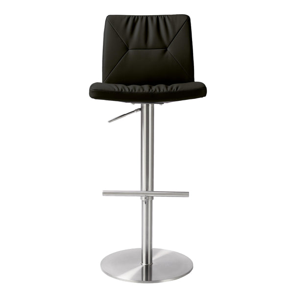 TOV Furniture Paddy Vegan Leather on Silver Adjustable Stool Black 18.5"W x 22"D x 45"H