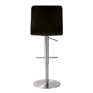 TOV Furniture Paddy Vegan Leather on Silver Adjustable Stool Black 18.5"W x 22"D x 45"H