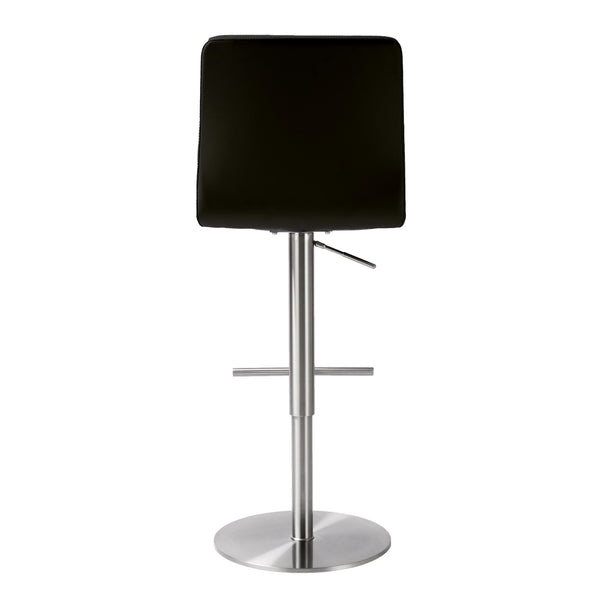 TOV Furniture Paddy Vegan Leather on Silver Adjustable Stool Black 18.5"W x 22"D x 45"H