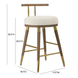 TOV Furniture Juniper Velvet Barstool Cream 17.3"W x 18.1"D x 35.5"H