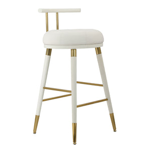 TOV Furniture Juniper Vegan Leather Barstool White 17.3"W x 18.1"D x 35.5"H