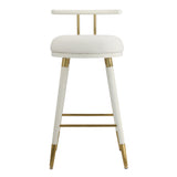 TOV Furniture Juniper Vegan Leather Barstool White 17.3"W x 18.1"D x 35.5"H