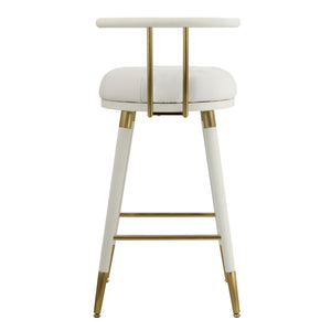 TOV Furniture Juniper Vegan Leather Barstool White 17.3"W x 18.1"D x 35.5"H