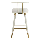 TOV Furniture Juniper Vegan Leather Barstool White 17.3"W x 18.1"D x 35.5"H