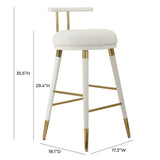 TOV Furniture Juniper Vegan Leather Barstool White 17.3"W x 18.1"D x 35.5"H