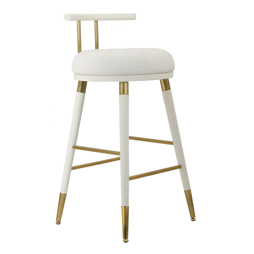 TOV Furniture Juniper Vegan Leather Counter Stool White 17.3"W x 18.1"D x 31.5"H