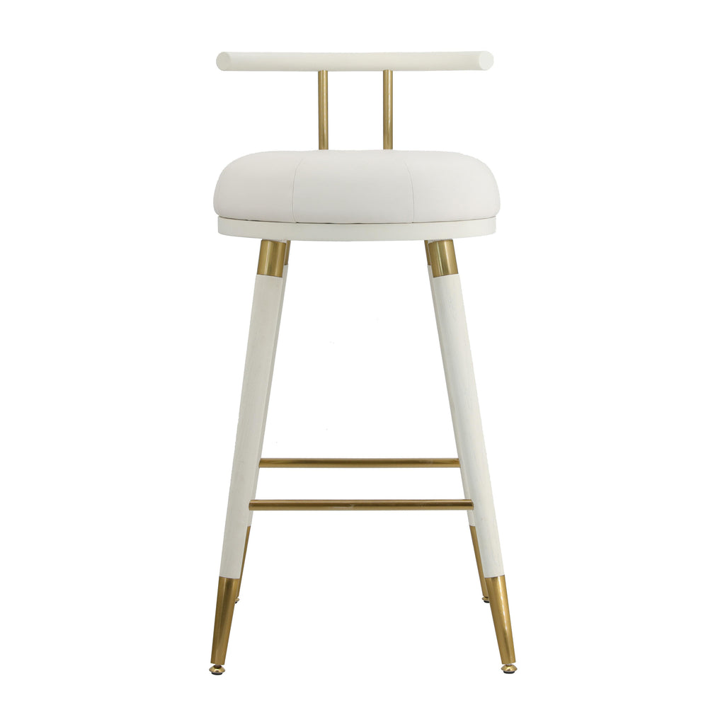 TOV Furniture Juniper Vegan Leather Counter Stool White 17.3"W x 18.1"D x 31.5"H