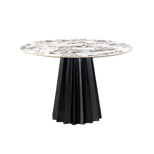 TOV Furniture Jimena Marble 47" Round Dining Table Black,White Marble 