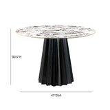 TOV Furniture Jimena Marble 47" Round Dining Table Black,White Marble 