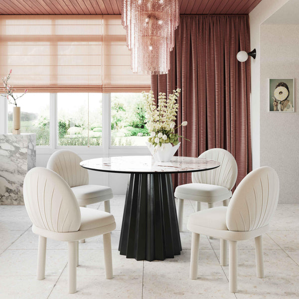 TOV Furniture Jimena Marble 47" Round Dining Table Black,White Marble 