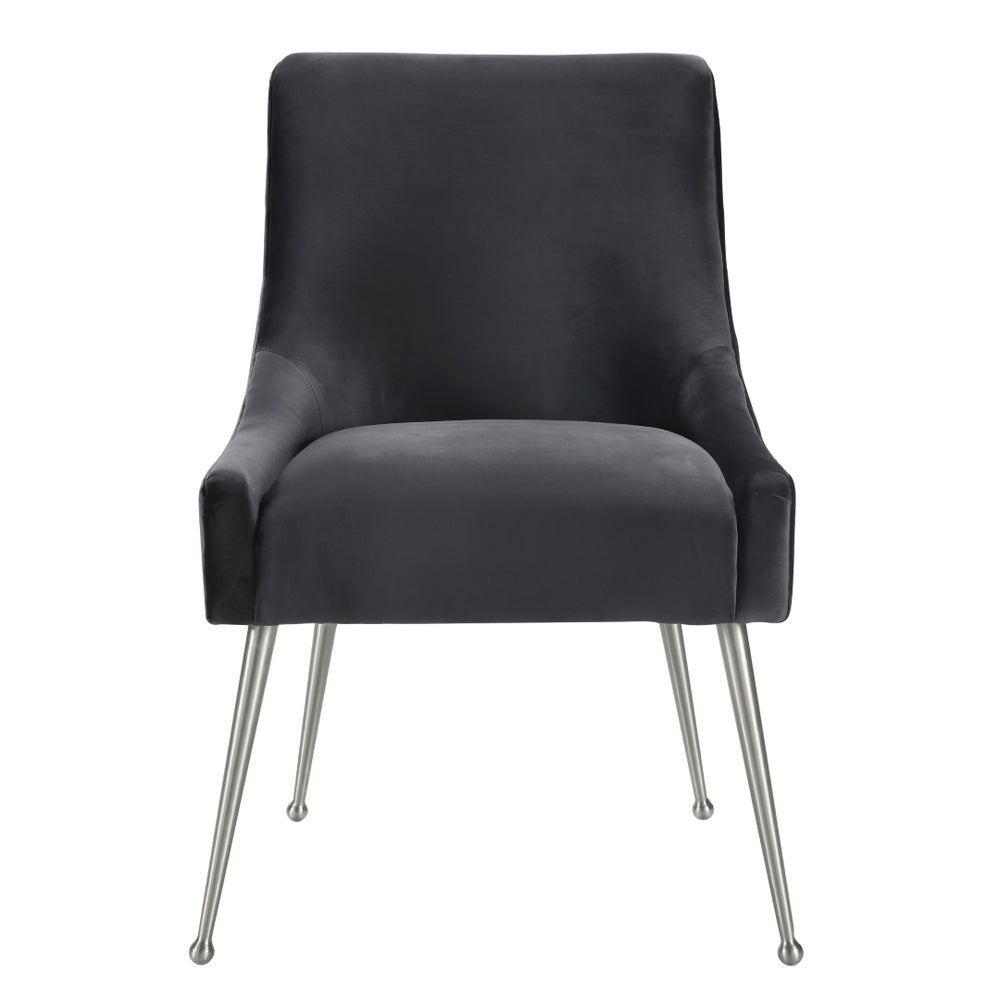 Beatrix Grey Velvet Side Chair with Silver Leg