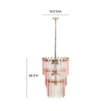 TOV Furniture Hampshire Acrylic 3-Tier Chandelier Pink 19.3"W x 19.3"D x 28.3"H