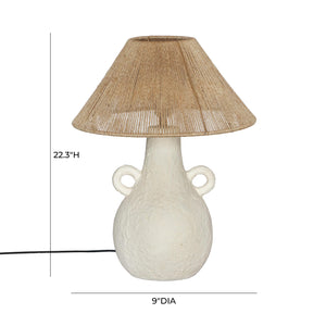 TOV Furniture Lalit Natural & White Ceramic Table Lamp Natural,White 14"W x 14"D x 18.5"H