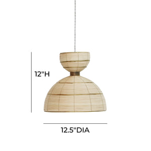 TOV Furniture Lydia Rattan Pendant Lamp Antique Gold,Natural 12.5"W x 12.5"D x 12"H