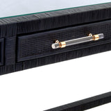 TOV Furniture Amara Rattan Desk Charcoal 47.2"W x 15.8"D x 31.1"H