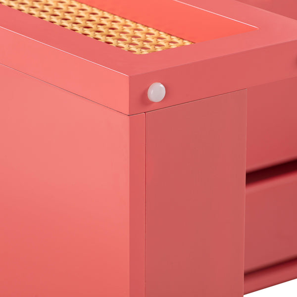Suzie Coral Pink & Rattan Executive Desk