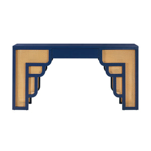 Suzie Navy & Rattan Executive Desk
