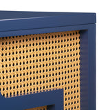 Suzie Navy & Rattan Executive Desk