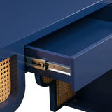 Suzie Navy & Rattan Executive Desk