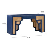 Suzie Navy & Rattan Executive Desk