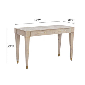 Brandyss White Burl Work Desk White TOV-H54194