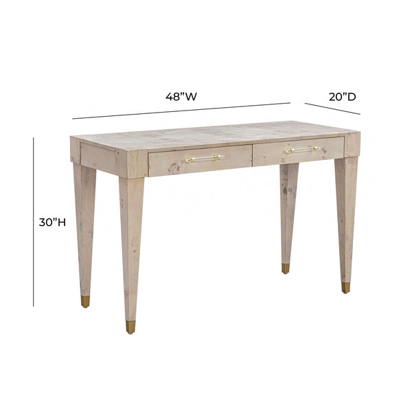 Brandyss White Burl Work Desk White TOV-H54194