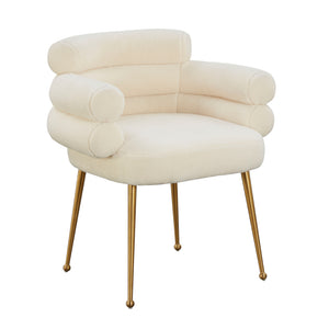 TOV Furniture Dente Faux Sheepskin Dining Chair Cream 25.2"W x 22.5"D x 29"H