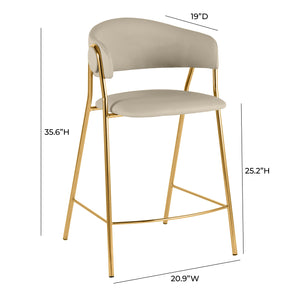 TOV Furniture Lara Vegan Leather Counter Stool - Set of 2 Cream 20.9"W x 19"D x 35.6"H