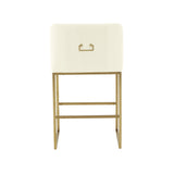 TOV Furniture Lisa Pleated Velvet Counter Stool Cream 20.5"W x 21.5"D x 36.2"H